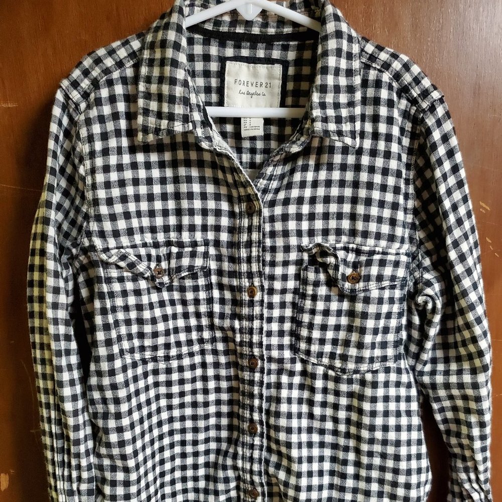 Black and White Checkered Button Down - Small